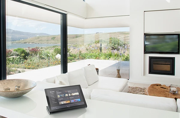 Smart home control panel displaying automation options in a contemporary home.