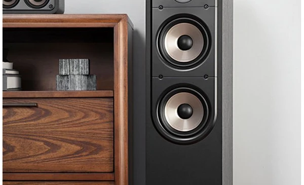 High-quality speaker system mounted on wooden panel, representing expert sound system installation in Palm Beach Island, FL.