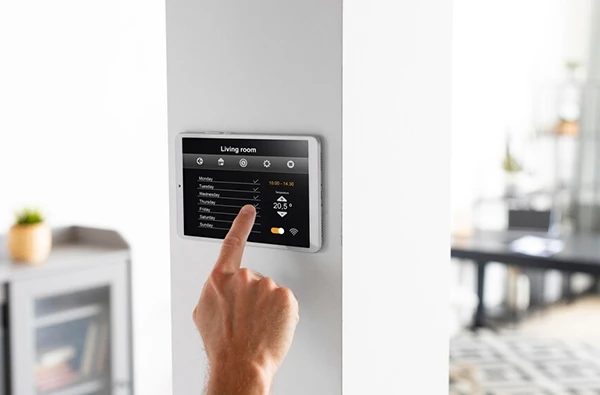 A smart home control panel being used to manage home automation in a Delray Beach, FL residence.