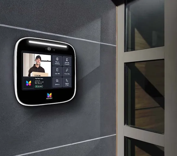 Video intercom installation showing real-time visitor image for enhanced home security and communication.